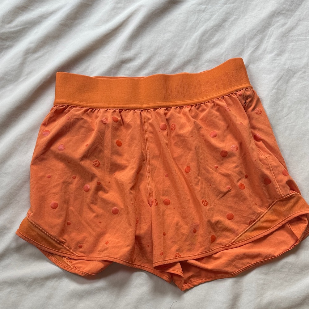 Lululemon Athletica Orange Polka Dot Athletic Shorts